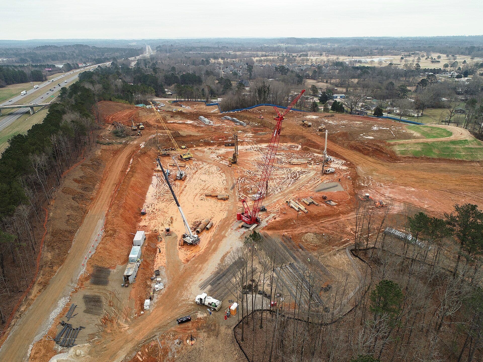 Aerial view of a construction site