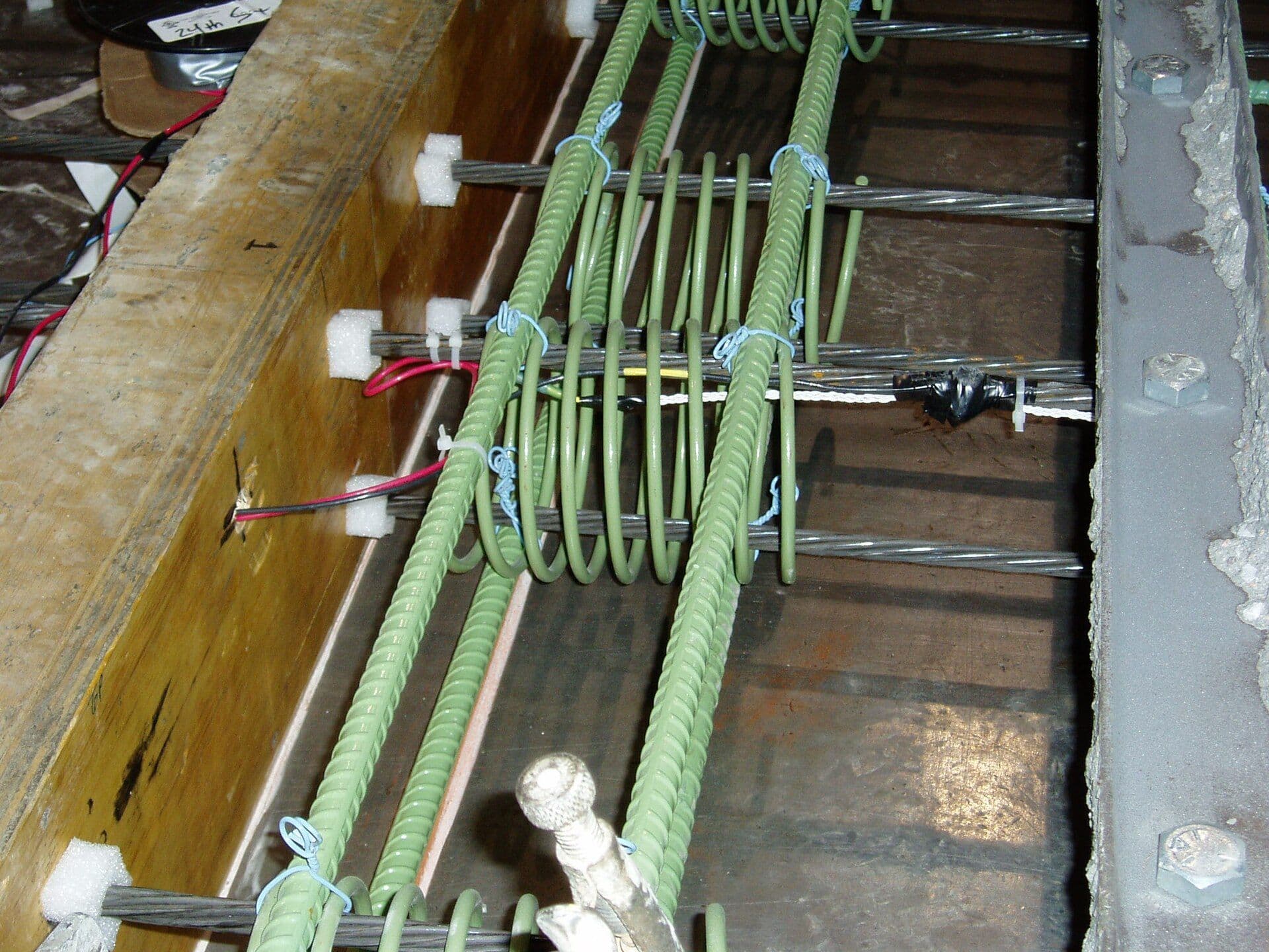 Structural health monitoring sensors in a bridge deck
